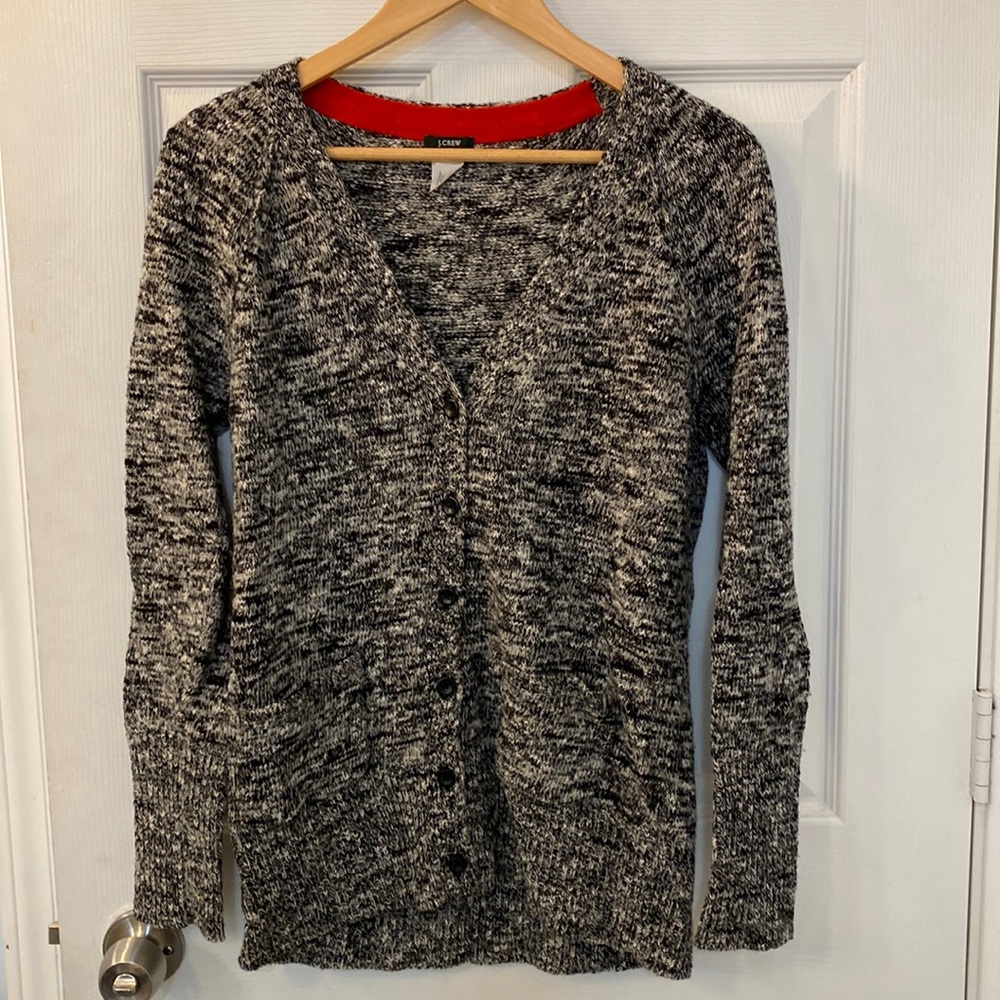 J Crew black & white marbled cardigan Size Med